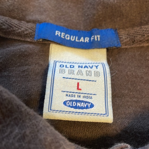 Old Navy 100% cotton polo in brown with stripes. Men's L. Like new condition. - Picture 6 of 7